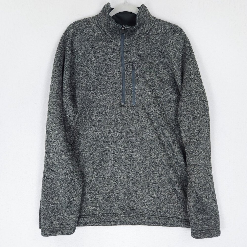 Eddie Bauer Sweater Mens Extra Large Gray Heathered 1/2 Zip Mock Neck Pullover